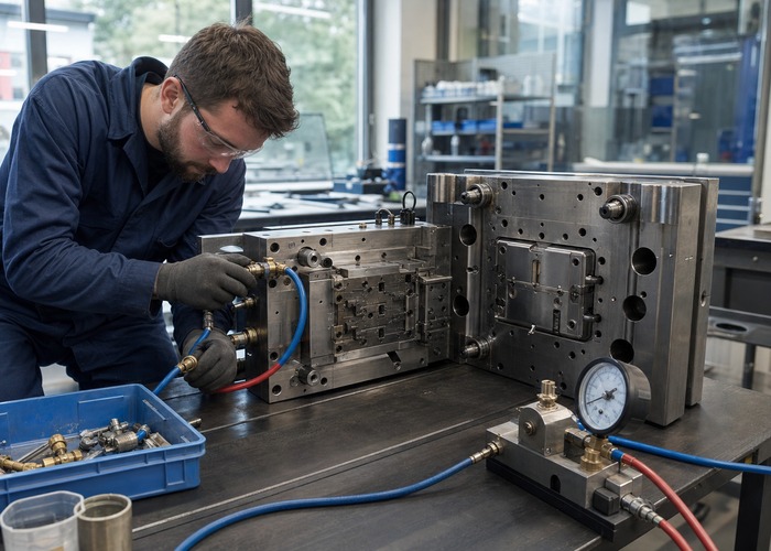 Mold Making final review scene in a modern manufacturing workshop