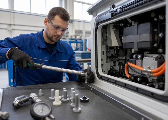 Assembly inspection detail scene in a modern manufacturing workshop