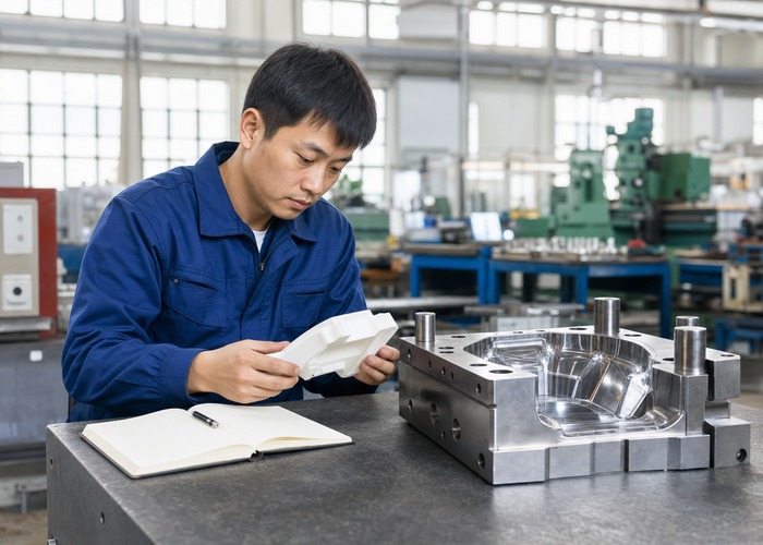 Mold Making inspection detail scene in a modern manufacturing workshop