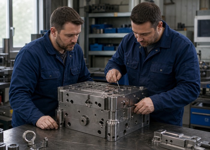 Mold Making final review scene in a modern manufacturing workshop