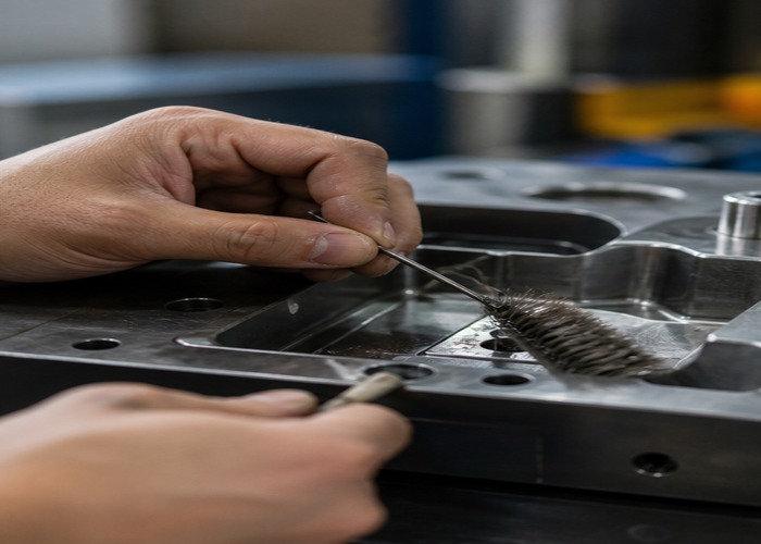 Mold Making inspection detail scene in a modern manufacturing workshop