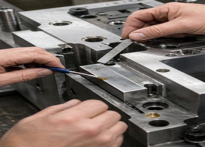 Mold Making inspection detail scene in a modern manufacturing workshop
