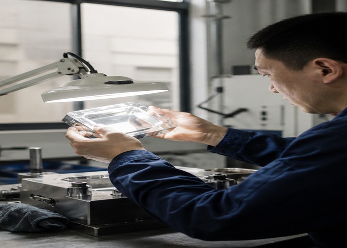 Mold Making inspection detail scene in a modern manufacturing workshop