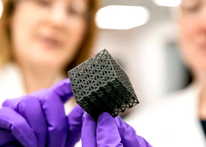 3D Printing inspection detail scene in a modern manufacturing workshop