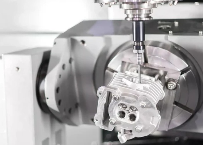 CNC Machining inspection detail scene in a modern manufacturing workshop