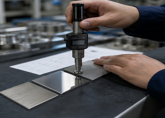 CNC Machining inspection detail scene in a modern manufacturing workshop
