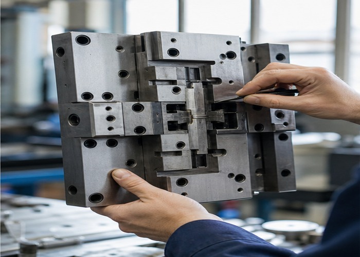 Mold Making inspection detail scene in a modern manufacturing workshop