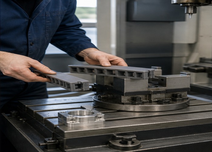 3D Printing final review scene in a modern manufacturing workshop