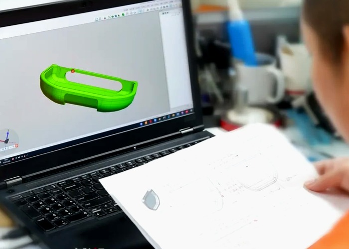 Assembly final review scene in a modern manufacturing workshop