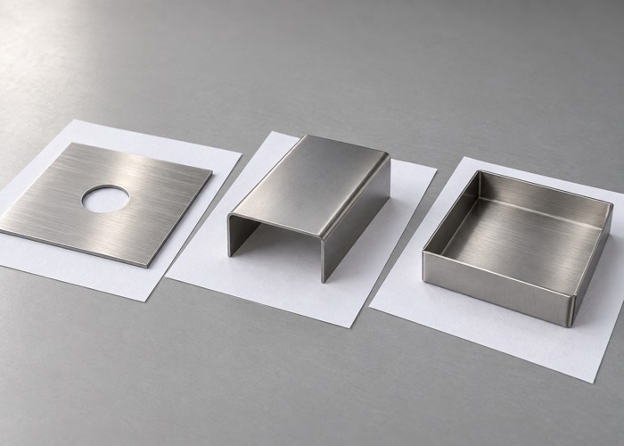 Stainless sheet samples separated for surface finish review