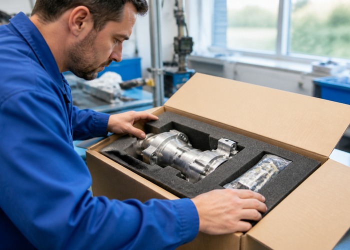 Assembly inspection detail scene in a modern manufacturing workshop