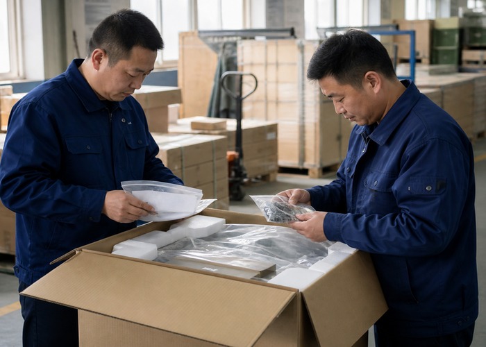 Assembly final review scene in a modern manufacturing workshop