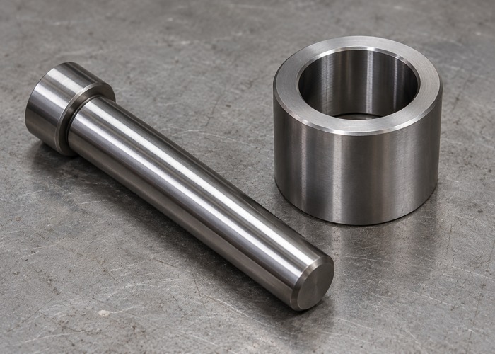 Separate shouldered guide pin and cylindrical bushing