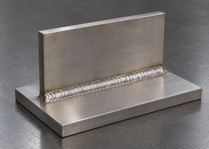 Upright metal plate with a fillet weld along its base