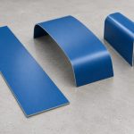 Blue coated sheet specimens with flat and curved profiles